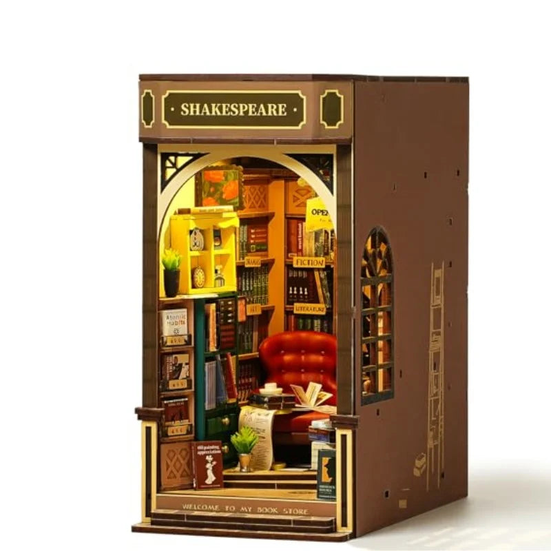 Robotime Rolife Diy Book Nook Kits Bookstore With Lights Easy Assemble Diy Miniature  Gift For Child Tgb07