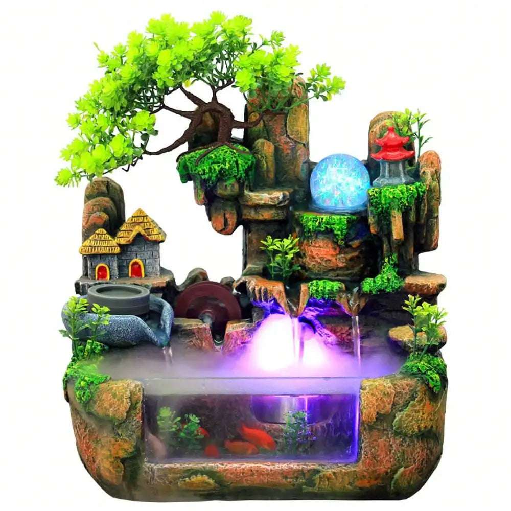 Mini Tabletop Fountain Silent Indoor Outdoor Led Waterfall Fountain Zen Meditation Waterfall Fountain Decorate