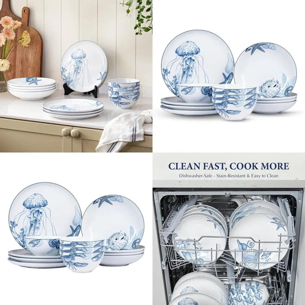 12-Piece Porcelain Dinnerware Set: Plates, Bowls For 4, Durable, Oven And Dishwasher Safe