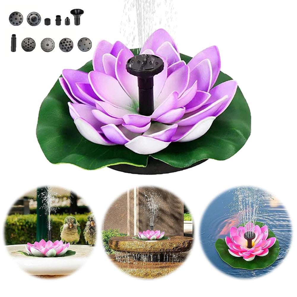 Lotus Solar Water Fountain Brushless Pump Floating Garden Fountain Solar Powered Fountain for Outdoor Bird Bath
