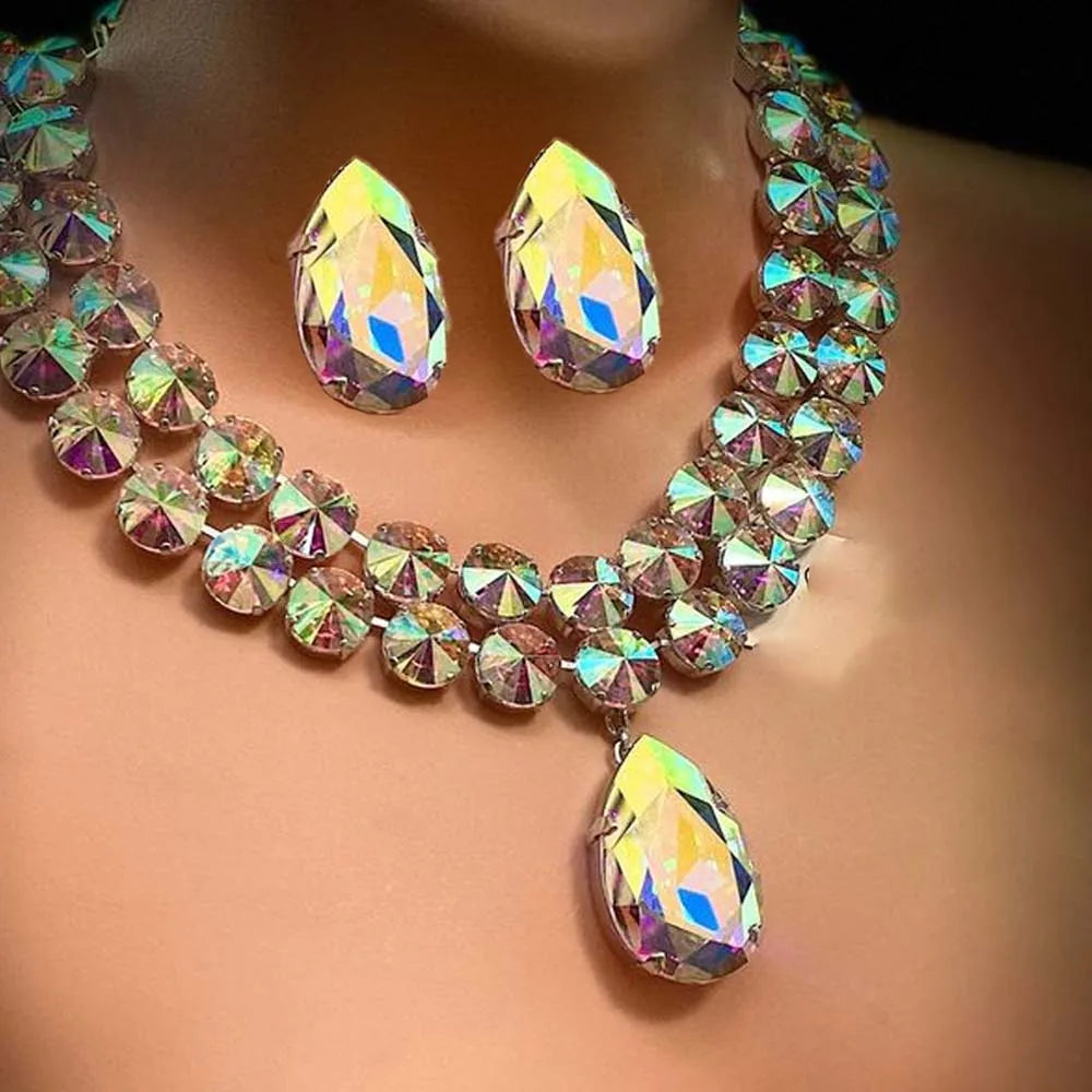 Stonefans Double Layer Necklace Set Free Shiping for Women Luxury 2024 Earring Rhinestone Fashion Bridal Dubai Set Party Gifts