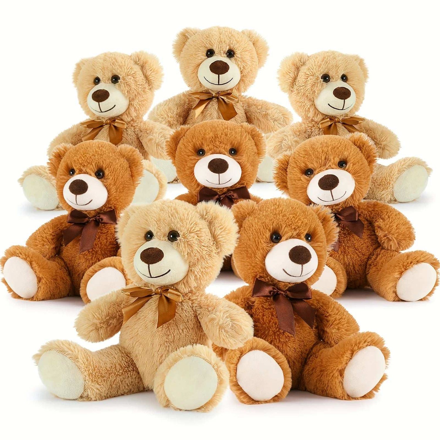 Bulk Teddy Bears Stuffed Animal 8 Packs, Small Stuffed Teddy Bear Plush 14', Cuddly Soft Stuffed Animals Bulk For Kids