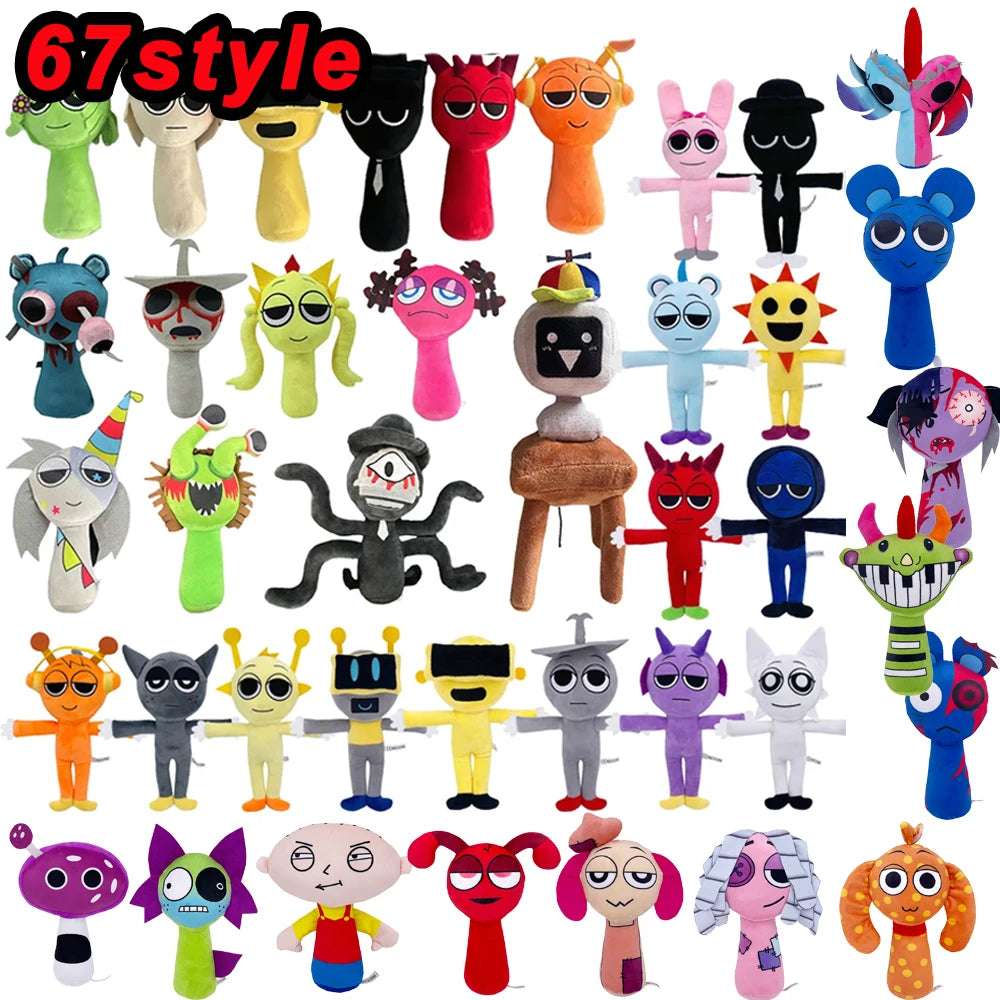 67styles Sprunki Plush Toys Sprunki Incredibox Plush Doll Sprunki Game Cartoon Kids Birthday Gifts Stuffed Dolls Christmas Gift