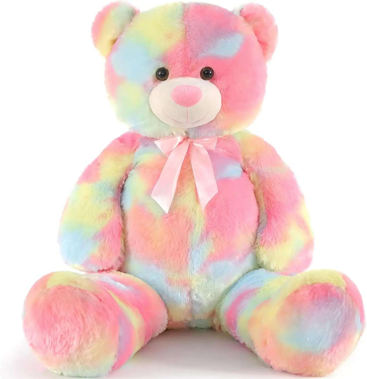 Big Teddy Bear Stuffed Animals, Colorful Teddy Bear Plush Toy For Girlfriend Children, Tie-Dye Pink 39"