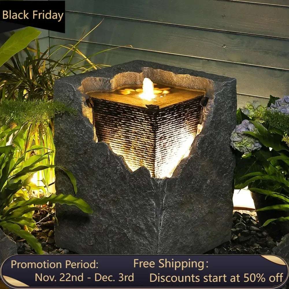 Garden Water Fountain Outdoor Bubbling Fountain Small Fountains Indoor Waterfall Floor Standing Water Fountains for Garden