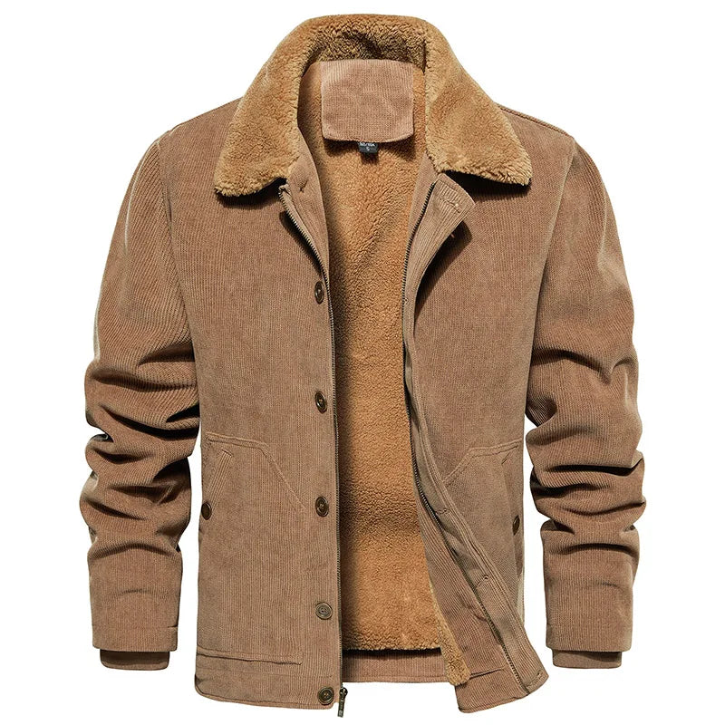 Men'S Winter Corduroy Jacket - Casual Sherpa Trucker Coat With Warm Fleece Lining