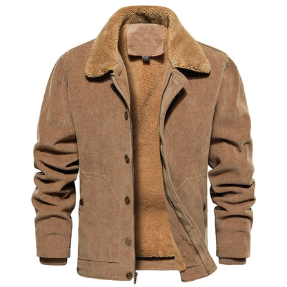 Men'S Winter Corduroy Jacket - Casual Sherpa Trucker Coat With Warm Fleece Lining