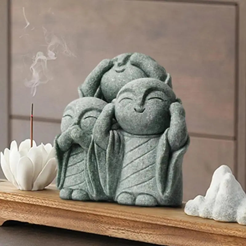 Mini Zen Monk Figurine Œ Resin Buddha Statue Ornament For Meditation, Home Decor & Aquarium