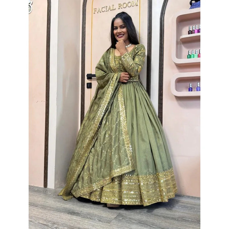 Gown Salwar Kameez Pakistan Indian Wedding Party Dress Polaroid Suit