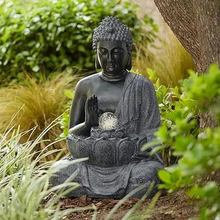 Sitting Buddha 28" High Large Zen Asian Indoor Outdoor Decor Faux Ston