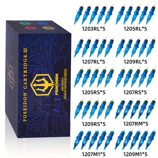POSEIDON V3 50PCS Mixed Tattoo Needles Disposable Tattoo Cartridges Needles  Sterile Tattoo Needle For Arts