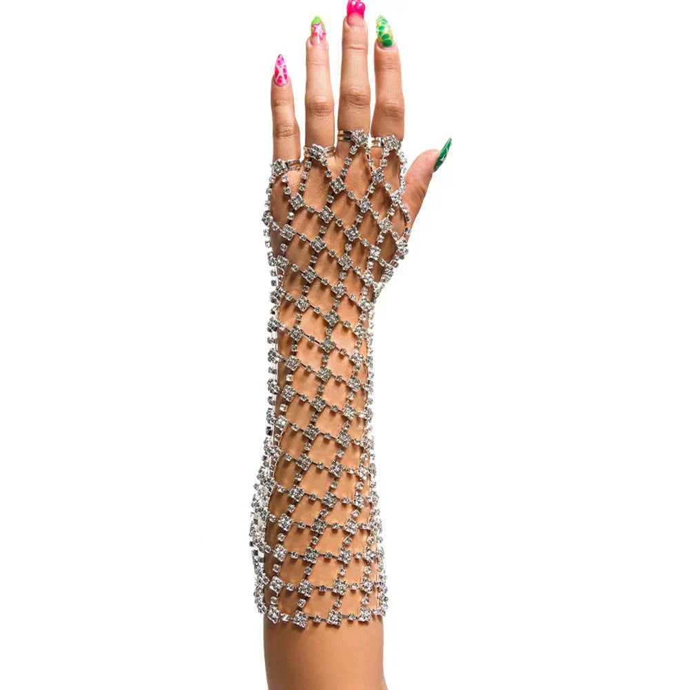 Long Mesh Bracelet Women Luxury Performance Charm Fashion Ring Arm Chain Jewelry Hand Accessory Wedding Dangle Party