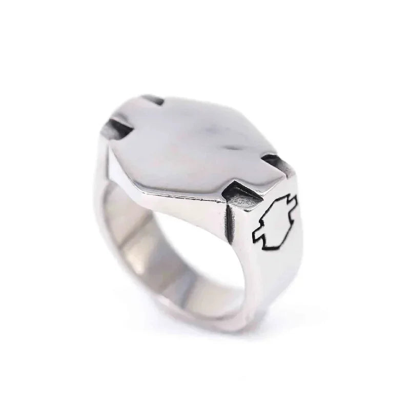 Vintage German Army Iron Cross Expeditionary Force Stainless Steel Shield Biker Blank Badge Ring Punk Hiphop Biker Party Jewelry