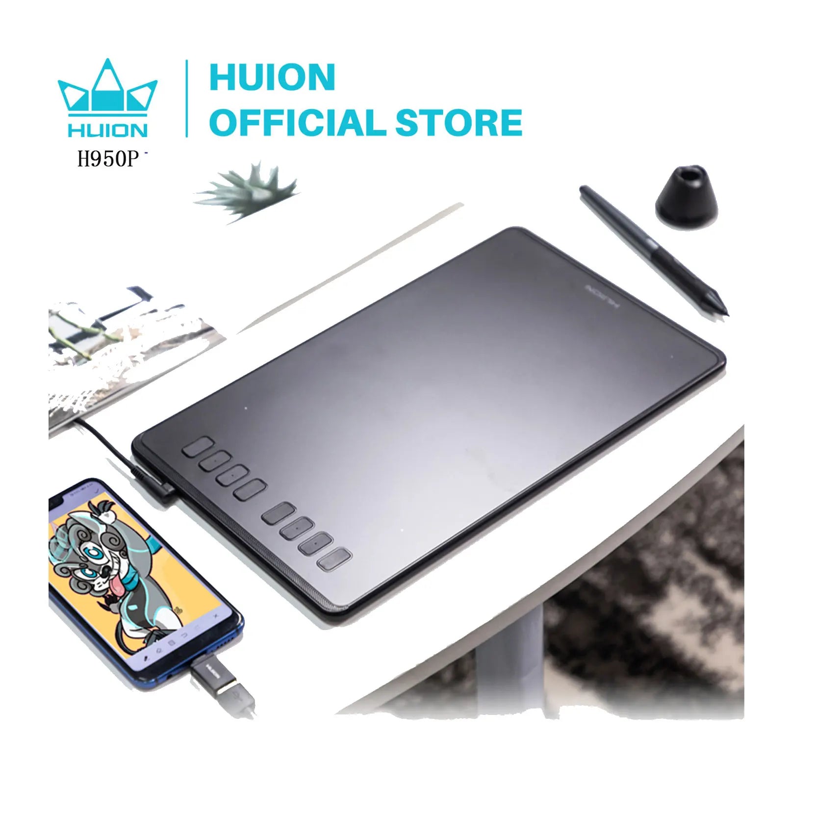 HUION H950P Ultrathin Graphic Tablet Digital Tablets Professional Drawing Pen Tablet with Battery-Free Stylus