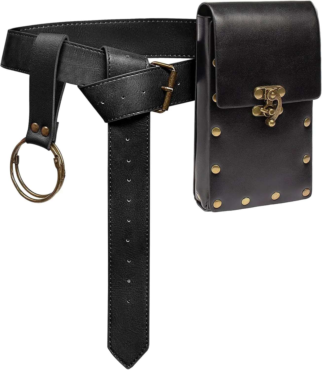 Belt Pouch Waist Bag Fanny Pack Steampunk Phone Her  Bag Leather Belt  Cosplay Costume Accessories (1-Brown)