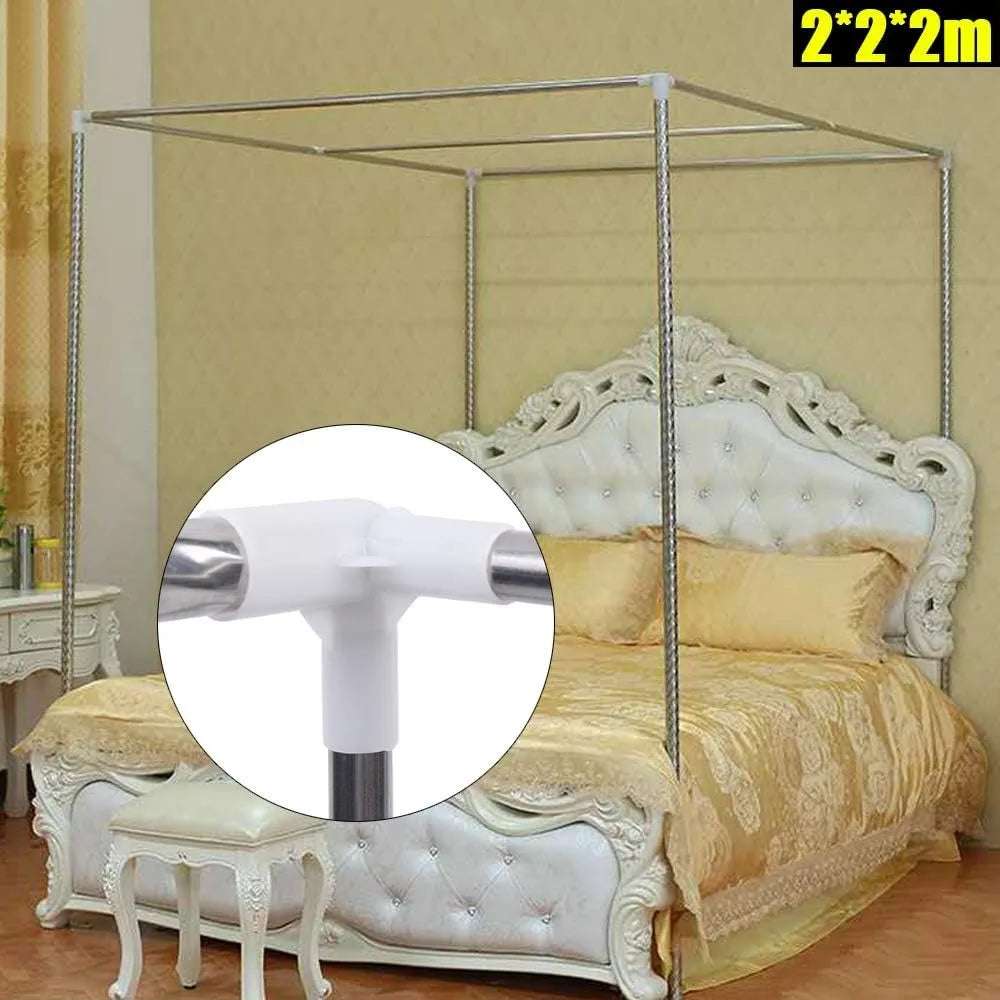 Stainless Steel Canopy Bed Frame Post Metal Bed Four Corner Bed Mosquito Netting Bracket Fit for Twin Queen KingSize(2 * 2 * 2m)