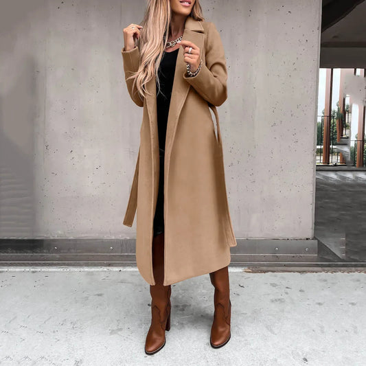 Long Sleeve Top Female Coat Outfits WoMen's Faux Wool Coat Blouse Thin Coats Trench Long Ladies Autumn Streetwear Ladies Outfits