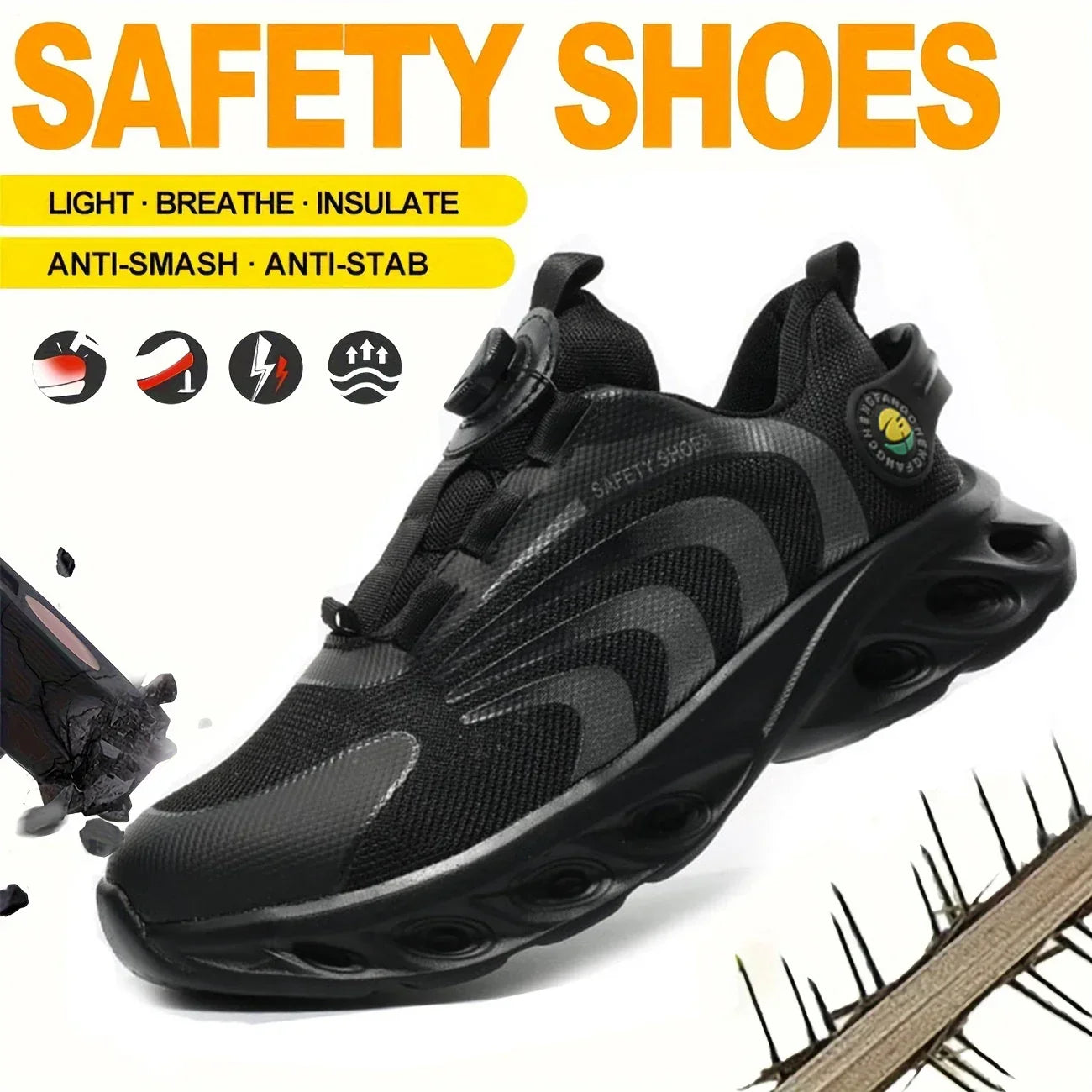 Lace-Free, Breathable, Lightweight And Comfortable Anti-Smashing And Anti-Puncture Safety Shoes