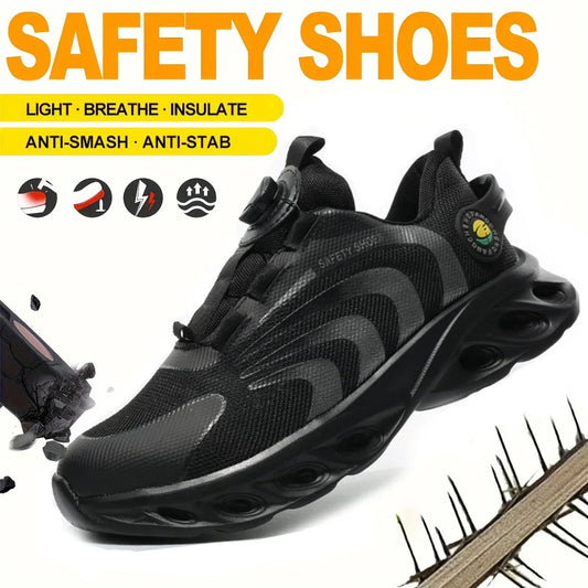 Lace-free, breathable, lightweight and comfortable anti-smashing and anti-puncture safety shoes