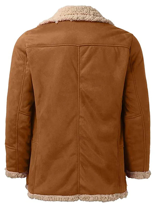 Men'S Winter Fleece Coats With Turn Down Collar And Button Down Closure Thick And Warm  Jackets For Cold Weather