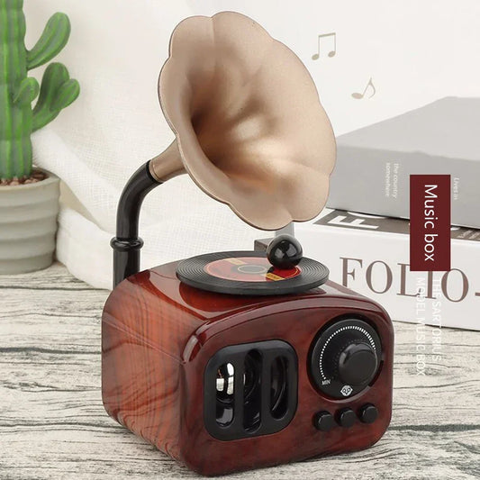Revolving Record Gramophone Musical Box Miniature Phonograph Shape Music Box for Birthday Valentines Day Anniversary