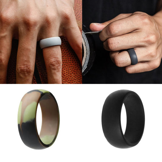 8Mm Width 7-12 Size Army Green Black Silicone Ring Set For Man Women Workout Business Engagement Bands