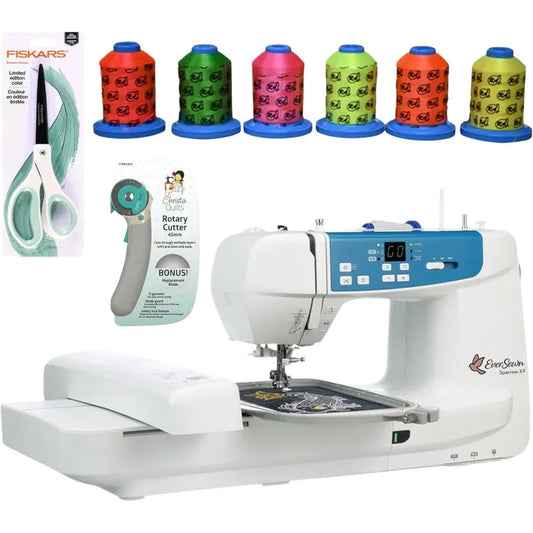 EverSewn Sparrow X2 Sewing & Embroidery Machine Bundle with 6 Pack Threads, Scissors and Rotary Cutter | Over 120 Different Stit