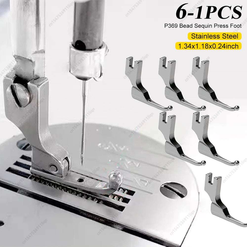 P369 Wedding Dress Fashion Fabric Fixed Presser ft Stainless Steel Beadfree Press ft No Need to Hammer Bead for JUKI BROTHER