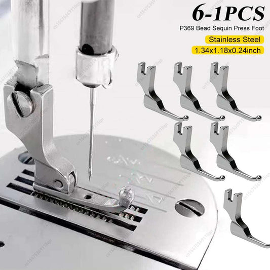 P369 Wedding Dress Fashion Fabric Fixed Presser ft Stainless Steel Beadfree Press ft No Need to Hammer Bead for JUKI BROTHER