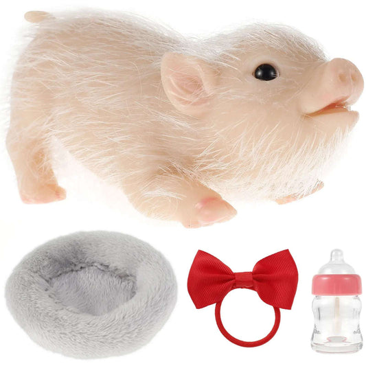6 " Silicone Pig Doll Toy Mini Soft Lifelike Pig Doll Interesting Full Silicone Body Piggy Toys With Accessories For Kids