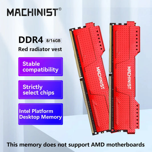 MACHINIST 8GB 16GB 2133HMz 2666HMz 3200HMz DDR4 Desktop Memory with Heat Sink DDR4 RAM PC DIMM for all motherboards