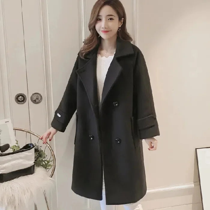 Fashionable Woolen Coat Women Mid-Length Korean Style  Of The Season New Spring Autumn Slimming Versatile Tweed Jacket