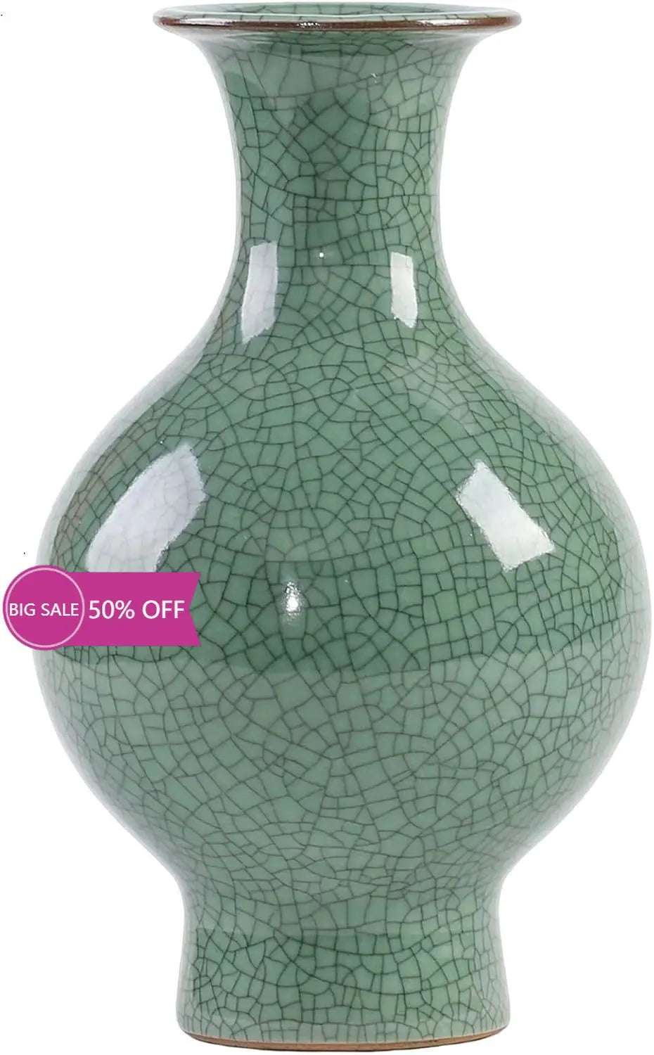 11.2I hes Chinese Ceramic Art Handmade Antique ice Crack Glaze Chinese vases Big China Porcelain Flower Bo le Green Vase for