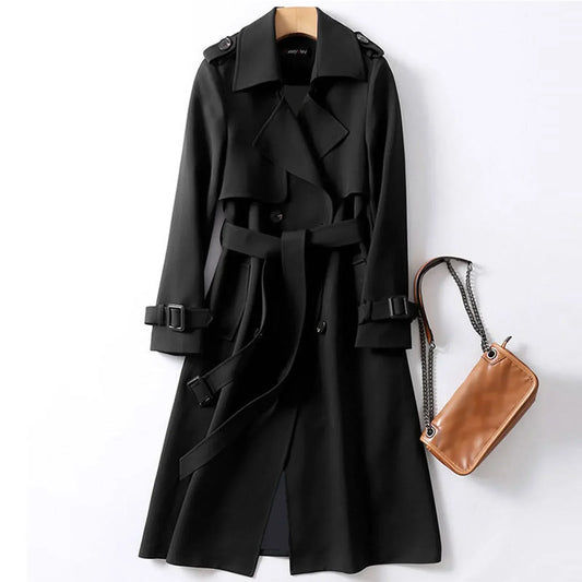 Autumn Winter Outerwears Solid Trench For Women Outdoor Slim Long Windbreaker Overcoat Korean Fashion Anoraks Coats For Women