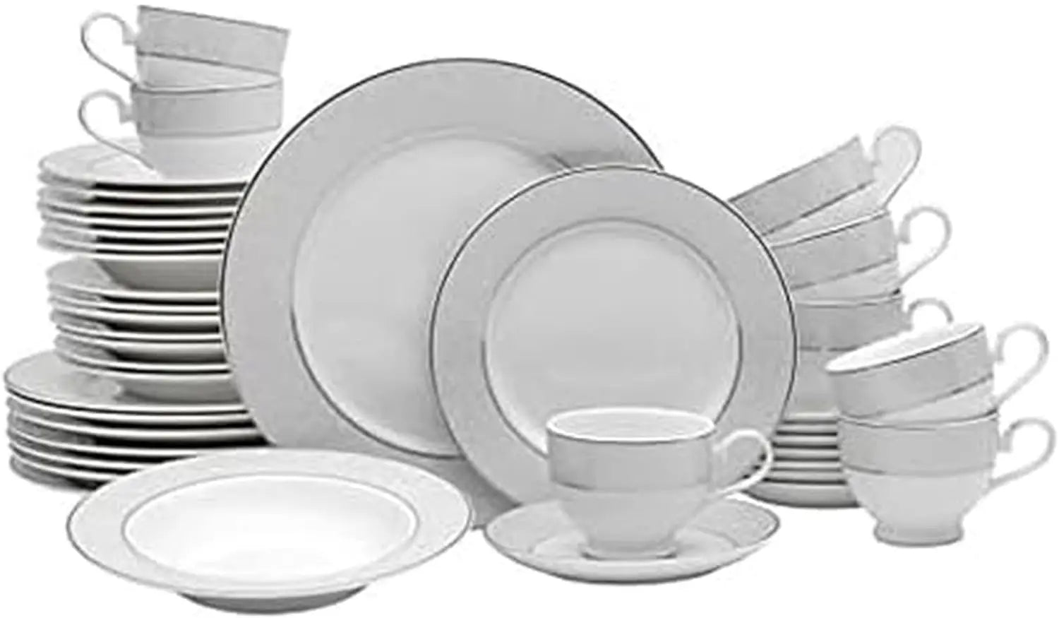 40-Piece Dinnerware Set For 8, Durable Porcelain Plates, Bowls, Mugs With Modern Design, Dishwasher Safe
