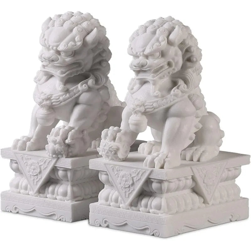 Marble Feng Shui Guardian Lion Statues Home Outdoor Asian Decor for Entrance,Best Housewarming
