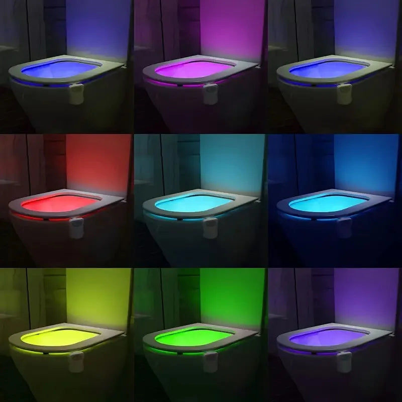 Toilet Bowl Night Light With Motion, 16 Color Changing Led Gadget For Bathroom Accessory Decor