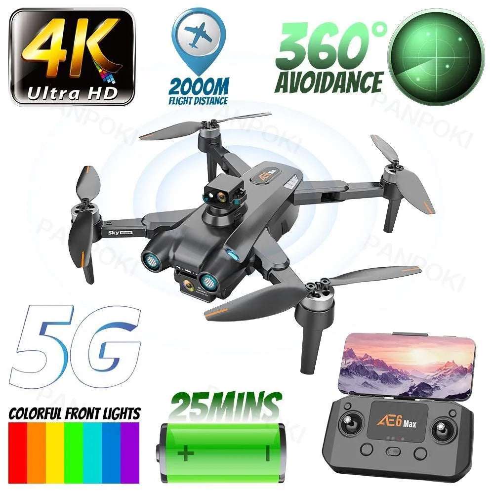 2025 New AE6 Max Drone 4k Profesional GPS 2KM Quadcopter with 5G Camera TransmissIion Wifi FPV drone helicoptero Toys for Boys