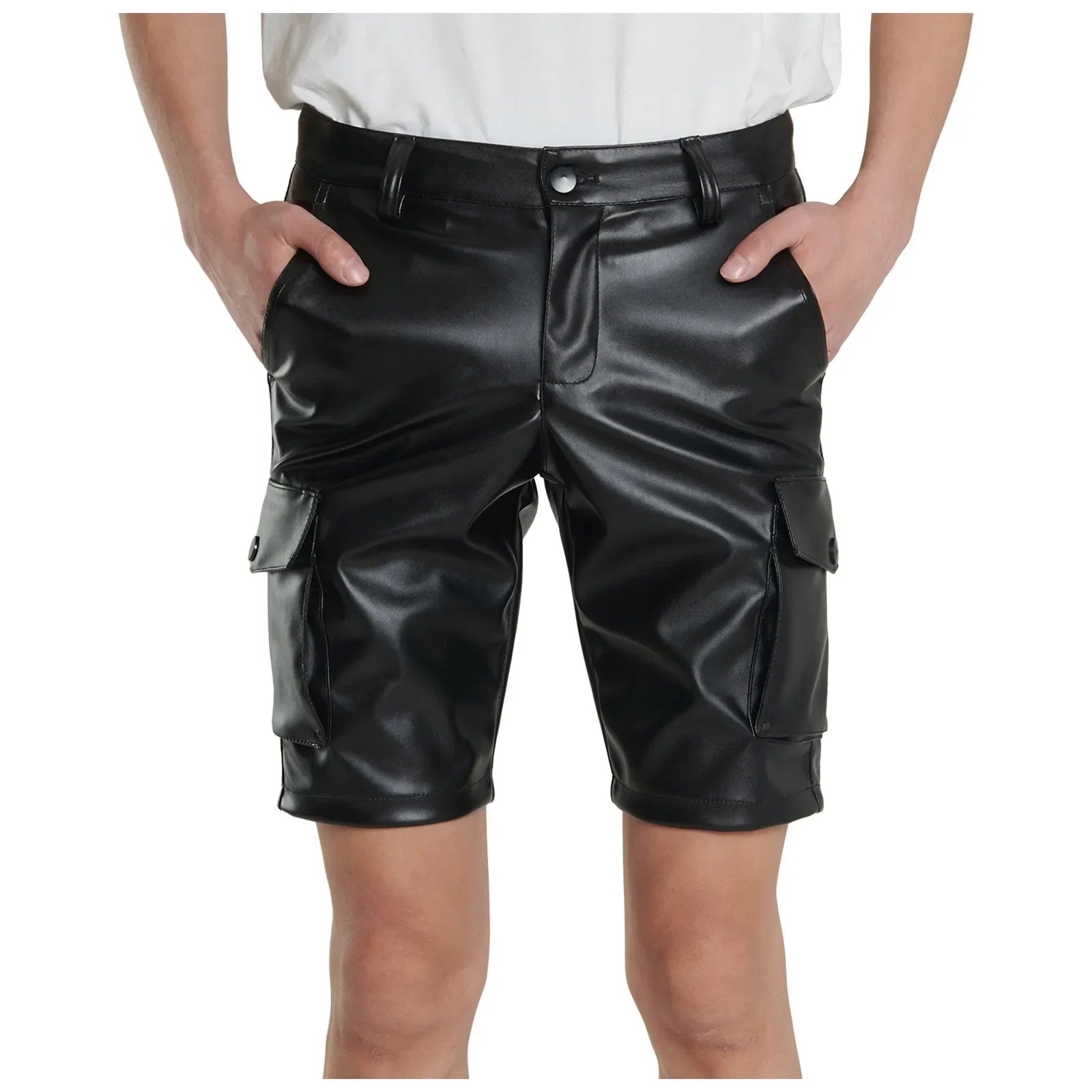 Sports Shorts New Comfortable Elastic Waist Clothing Leather Shorts Lacquer Short Pants Latex Pu Y2k Shorts For Men Ropa Hombre