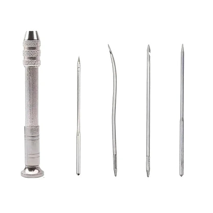 Leather Sewing Needles Kit, Set Contains Silver Leather Sewing Awl, 4 Piece Needle Suitable For Leather Canvas Tent
