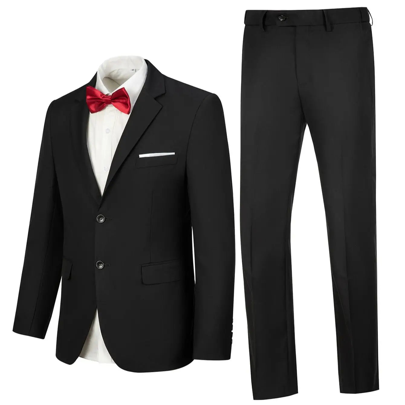 2 Pieces Men's Suits Slim Fit Suit Set For Men's Blazer&Pants Two Buttons Formal Business  Solid Fashion Black XS-XXXL