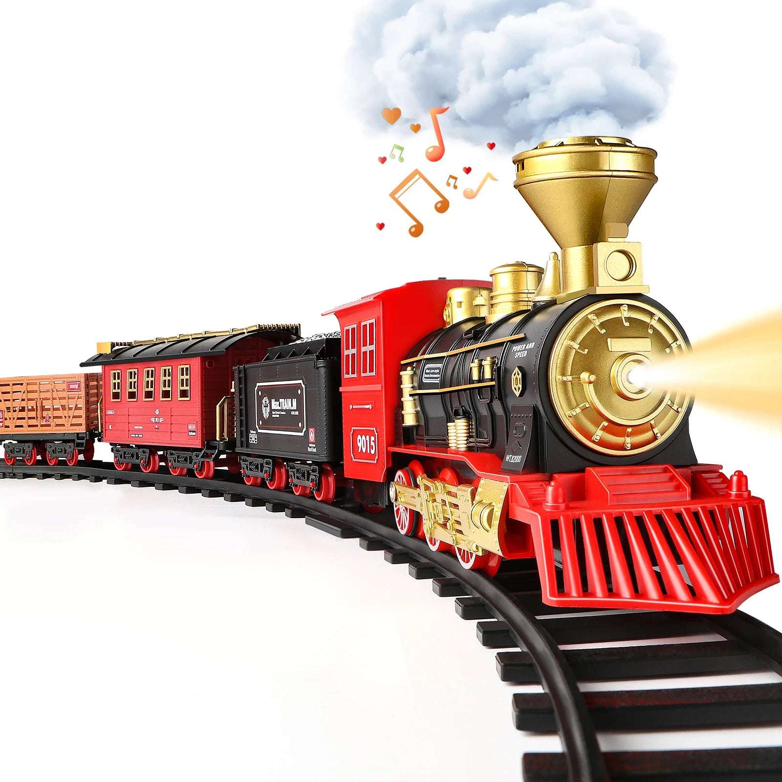 Christmas Train Set with Steam, Light and Sounds,Toy Train Set for Under Christmas Tree,Model Trains for Kids Xmas Birthday Gift