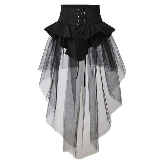 Steampunk Corset Overskirt Gothic Punk Skirt WoMen's Halloween Party Carnival Cocktail Tulle Skirts