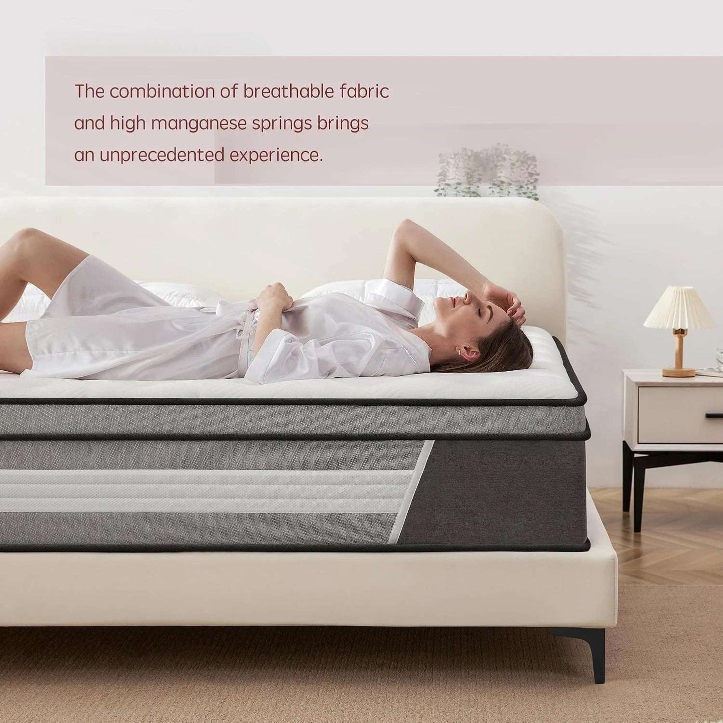 Queen Mattress,14 Inch Innerspring Hybrid Mattress In A Box With Gel Memory Foam,Individually Wrapped Encased Coil Pocket Spring