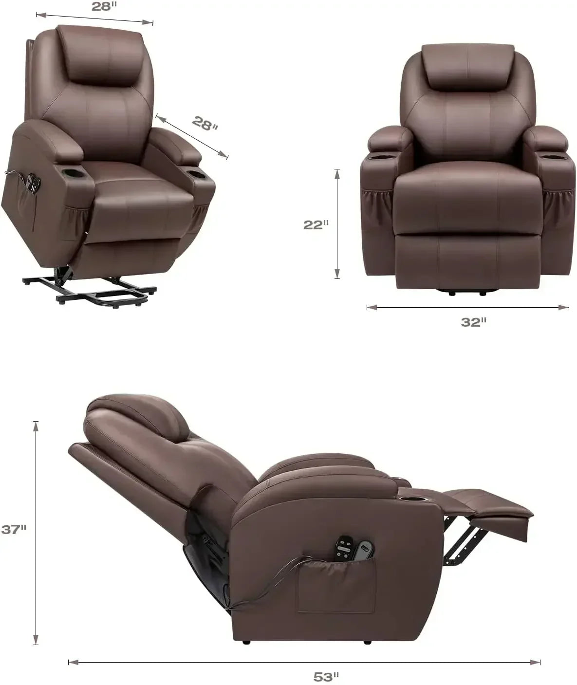 Victone Electric Power Lift Recliner Chair For Elderly Reclining Sofa For Living Room With Massage