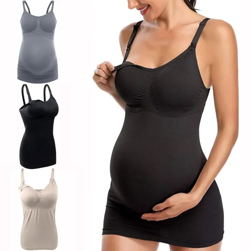 Breastfeeding Vest  Elastic Upper Button Buckle Maternal Nursing Bra Vest Nursing Underwear Premama Maternity Dresses