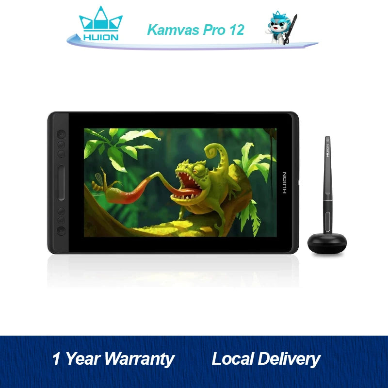 11.6 inch Graphics Tablet Monitor Huion Kamvas Pro 12 with Anti-glare Screen Display 8192 Levels Pressure Battery-Free Stylus