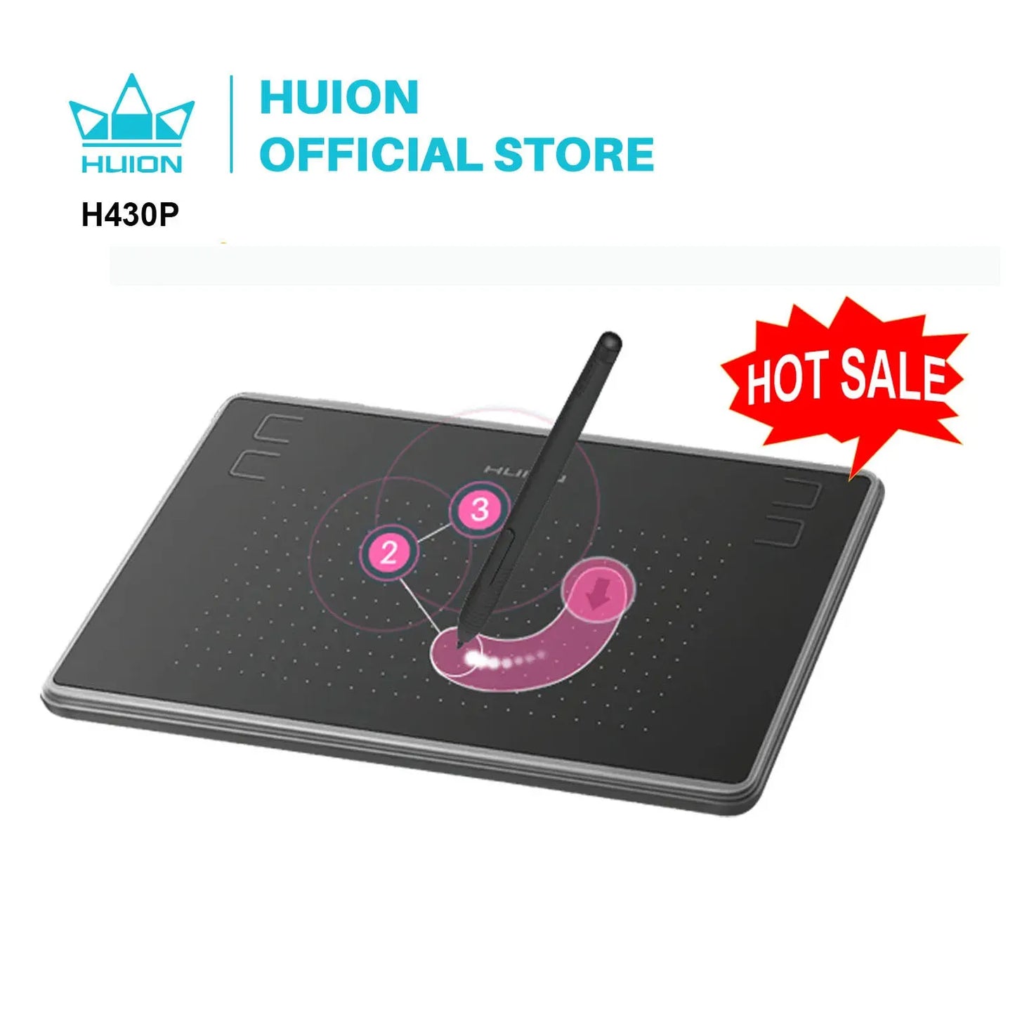 HUION H430P Digital Tablets Micro USB Signature Graphics Drawing Pen Tablet OSU Game Battery-Free Tablet Android Mac Windows