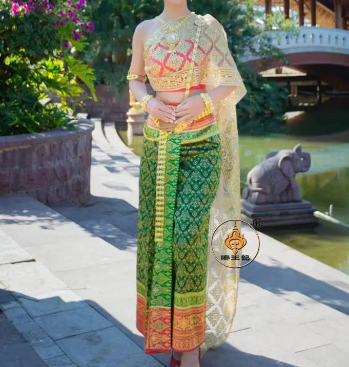 Traditional Thai Woman Dress Songkran Thailand Myanmar Vintage Southeast Asia
