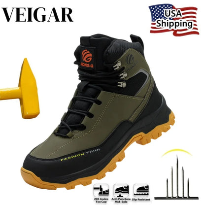 Men'S Steel Toe Work Safety Shoes - Breathable Anti-Puncture Protective Work Boots For Construction & Industrial Use